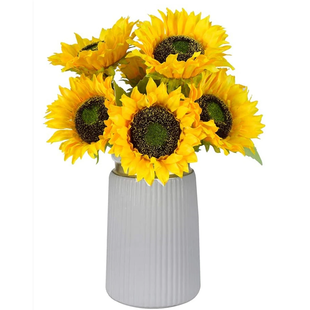 

5 Pack Artificial Sunflowers 20'' Long Stem Fake Sunflower for Flower Arrangement Wedding Bouquet Table Centerpieces Party Decor