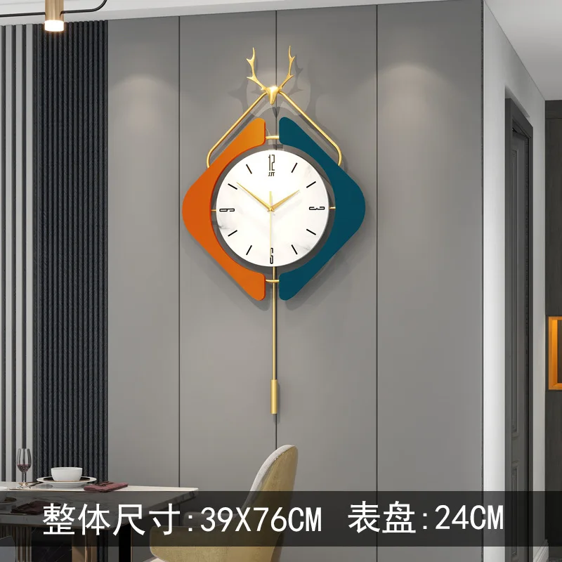 

European Luxury Clocks Living Room Deer Head Digital Wall Clock Home Decoration Marble Dial Battery Wall Clock Modern Design
