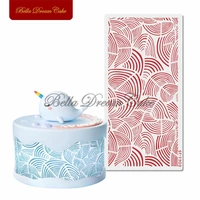 wave pattern lace cake stencil pet chocolate cake border template diy royal cream mould cake decorating tools kitchen bakeware