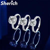sherich real moissanite ring 925 sterling silver fully set gemstones women elegant beautiful wedding gift girls jewelry