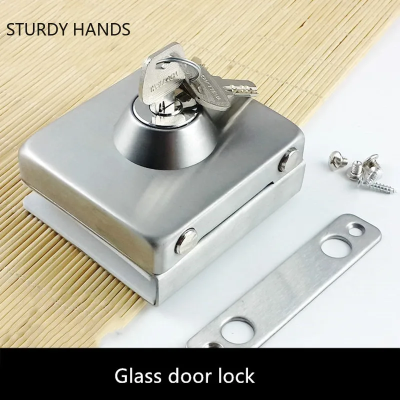 

Household Stainless Steel Glass Door Lock Latch Lock Cylindrical Square Lock Office Single Open Non-perforated Central Door Lock