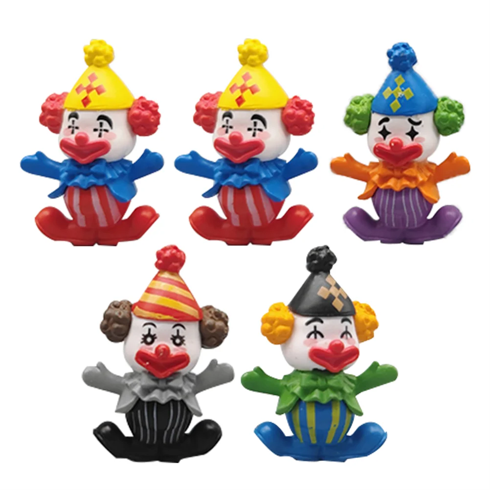 5pcs Circus Theme Ornaments Clown Miniature Statue Fairy Clown Figurines Circus Carnival Party Favors