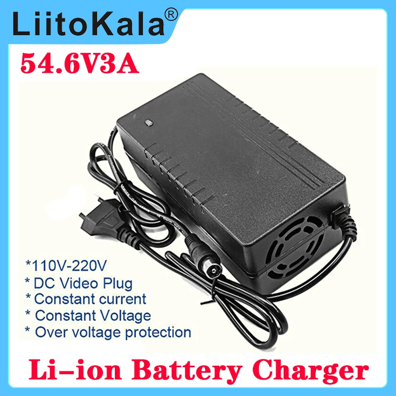 LiitoKala 54.6V 3A Electric Bike Scooter Bicycle Wheelchair Lithium Battery Charger For 13S 48 Volt 48V3A Li ion Ebike Charger