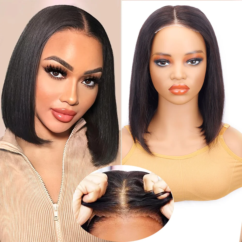 Парики Боб 4*4 С Кружевной Застежкой И Бесклеевыми Человеческими Волосами