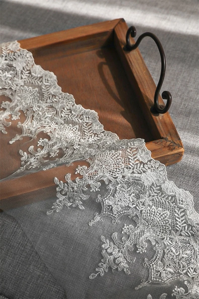 2 ярда гребешок с вышивкой тюль кружево цветы сетчатая отделка для свадебного