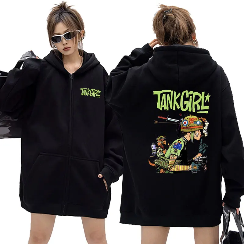 

Tank Girl Feminist Charlie Don't Surf Print Zipper Hoodie Funny Zip Up Jacket Men Cartoon Gamer Cult Movie Music Zip Up Hoodies