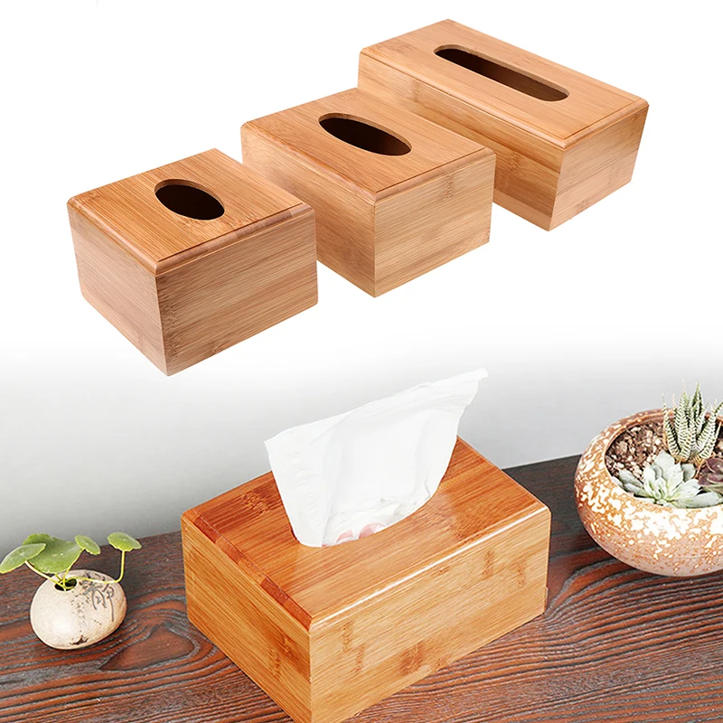 

S/L Creative Bamboo Napkin Box Tissue Paper Storage Holder Kitchen Restaurant Storage Organization Eco-Friendly Household Decor