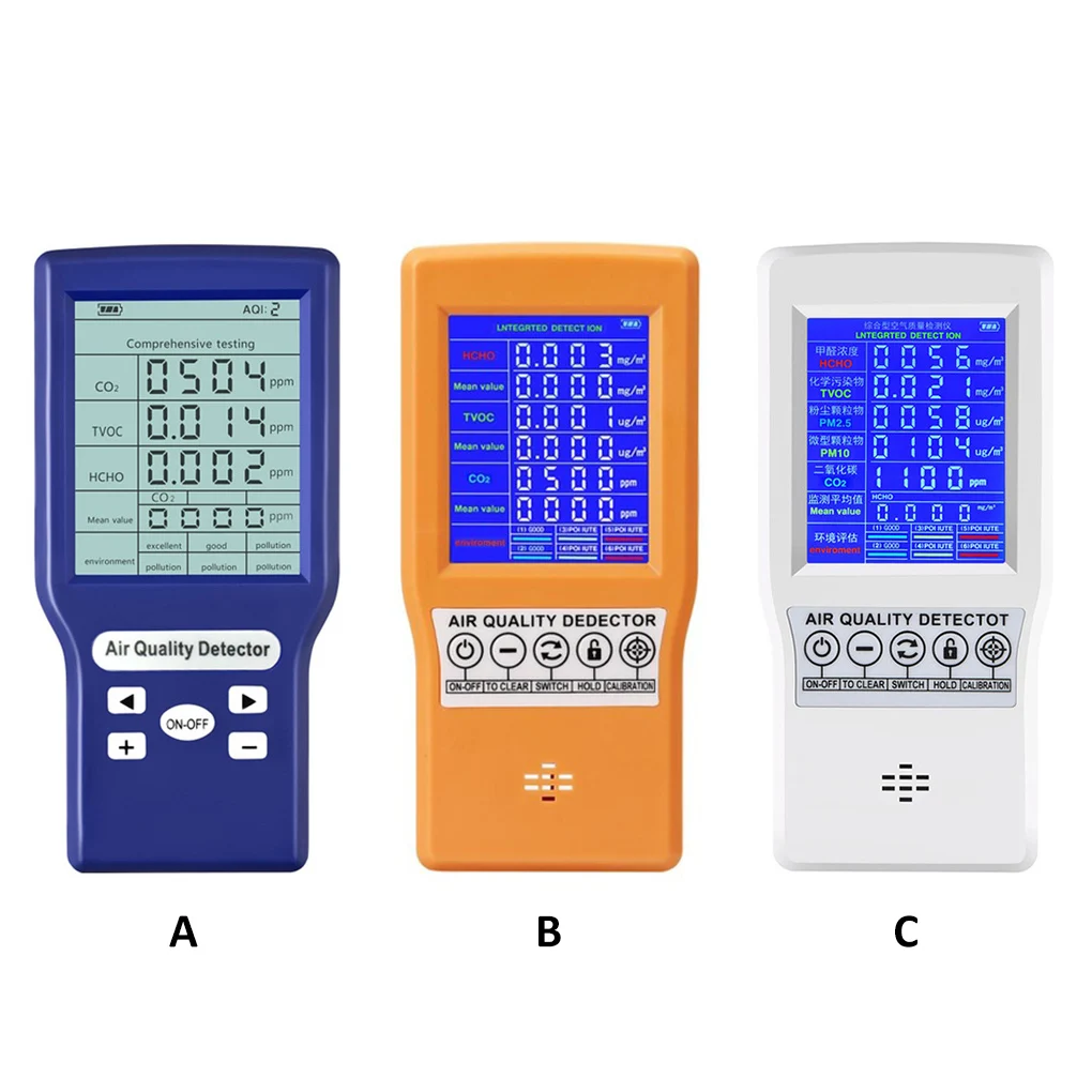 

Air Quality Tester Digital Rechargeable Air Quality Detector LCD Screen Analyzer Model 2