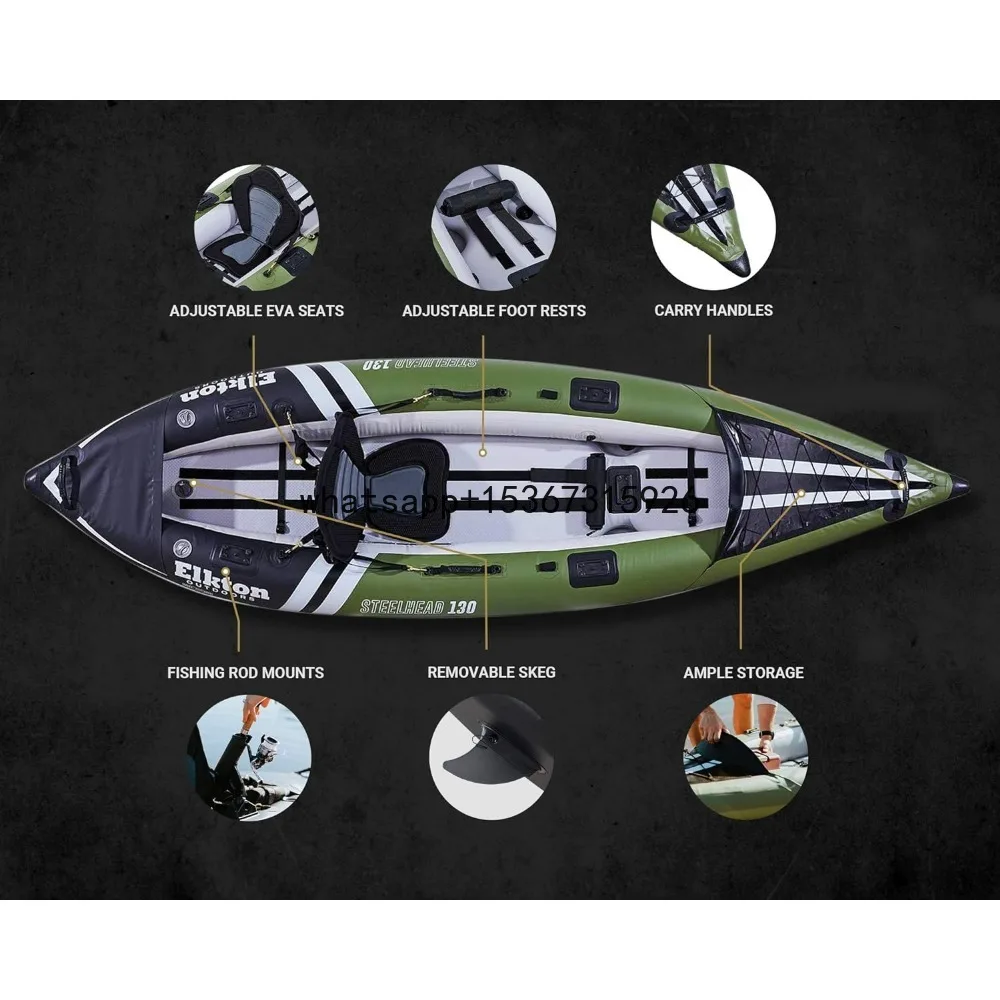 Надувной рыболовный каяк Steelhead — надувной для рыбалки включает весло сиденье
