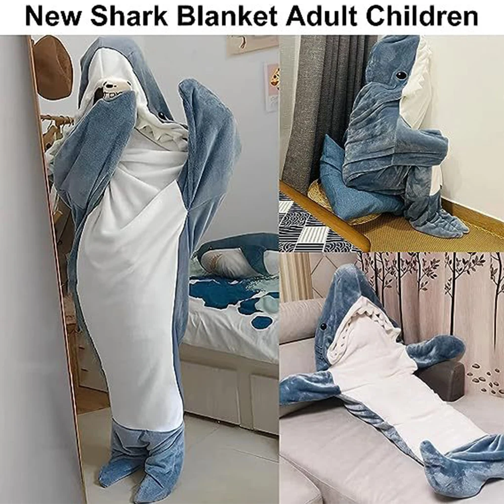 

Cozy And Warm Shark Blanket For Adults Super Soft Flannel Hoodie Easy To Pack Shark Sleeping Bag