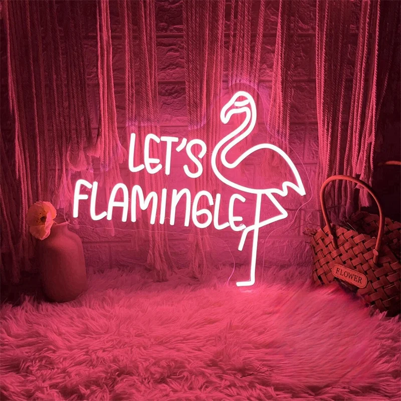 Светодиодная неоновая вывеска Let's Flamingle изготовленная на заказ летняя