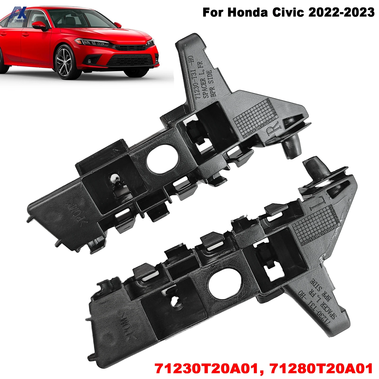 

2 шт. кронштейн переднего бампера, проставка, фиксатор левой и правой стороны для Honda Civic 2022-2023 замена 71280T20A01 71230T20A01