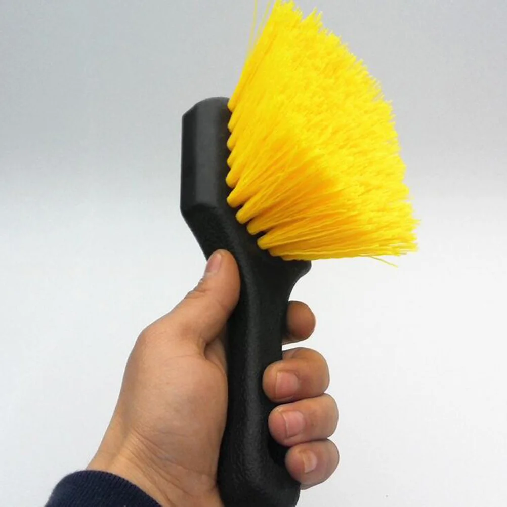 

Щетка для мытья автомобиля, практичная прочная щетка желтого цвета без царапин для чистки колес и колес