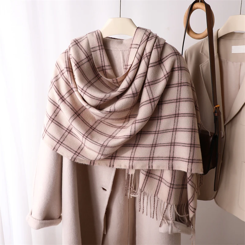 

Thick Blanket Plaid Shawl and Wraps Long Winter Cashmere Scarf for Women Female Warm Pashmina Poncho Bufanda Echarpe Femme 2022