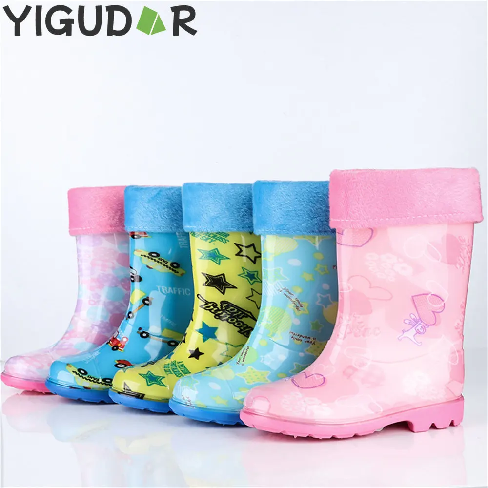 

Children's High Rain Boots Big Kids Boys Girls botas Rainboots Waterproof Non-Slip Student Rain Shoes Kids High Boots