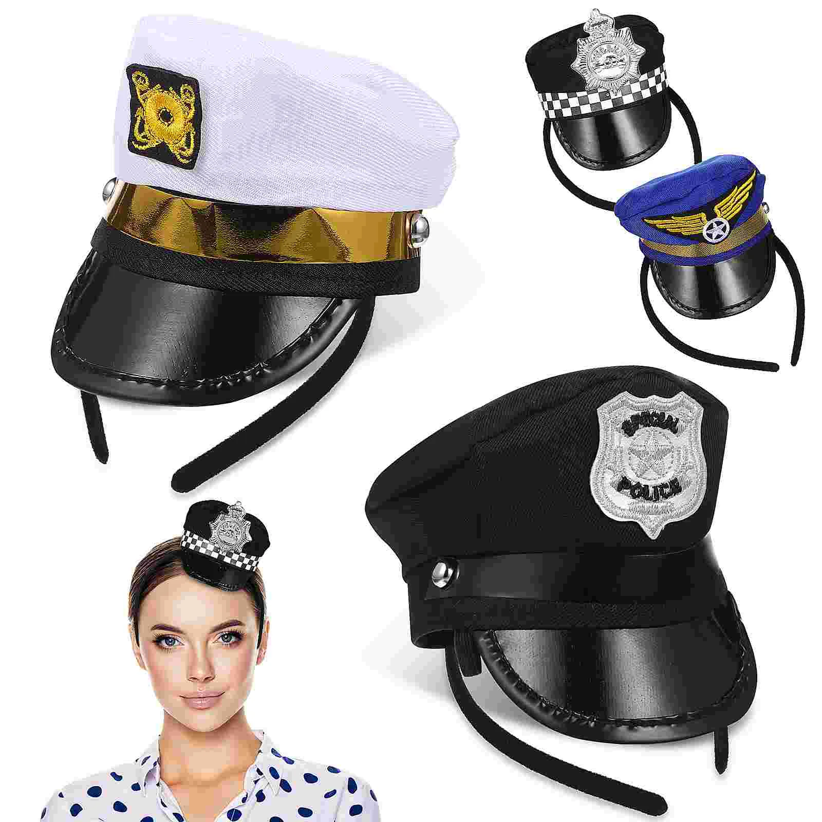 

4 Pcs Hair Bands Headband Cosplay Cap 4pcs Sailor Hoops Yacht Captain Headbands Nautical Navy Hat Polyester Child