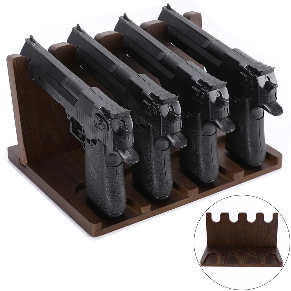 

Wooden Pistol Rack Handgun Display Stand Storage Gun Holder Allows for Storage of 4 Firearms Gun Safe Universal Handgun Stock