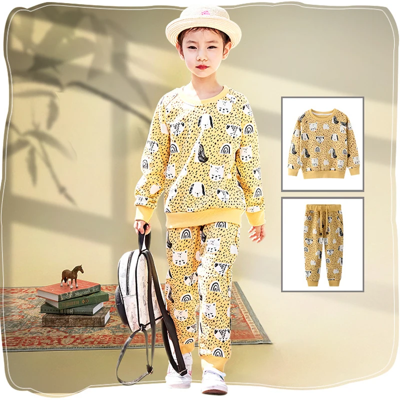 

Новый весенне-осенний комплект детской одежды с милым мультяшным рисунком хлопковая Спортивная Толстовка хлопковая футболка с длинным рук...