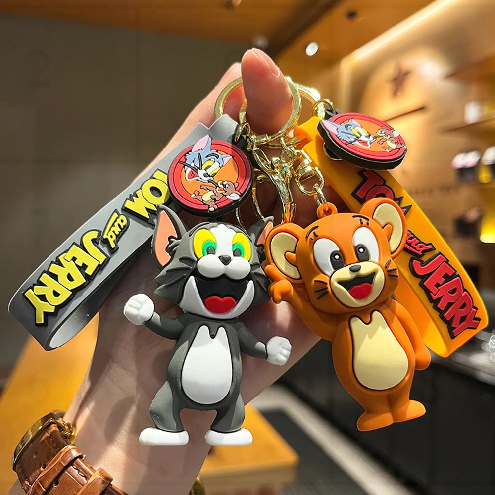 

Cute Tom and Jerry Anime Figure Keychain Cartoon Anime Model Car Key Chain Key Ring Mobile Phone Bag Hanging Jewelry Kids Gifts