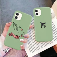 travel map airplane phone case for iphone 11 12 13 mini pro xs max 8 7 6 6s plus x xr solid candy color case