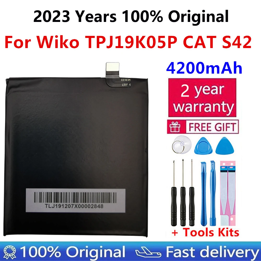 

2023 года, 100% оригинальный аккумулятор 4200 мАч 596266 для Wiko TPJ19K05P CAT aterpillar CAT S42 мобильный телефон