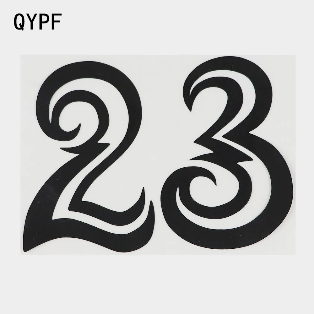 

QYPF 15 см × 10,9 см Модный номер 23 виниловый мотоциклетный автомобильный стикер наклейки Черный/Серебряный 2C-0090
