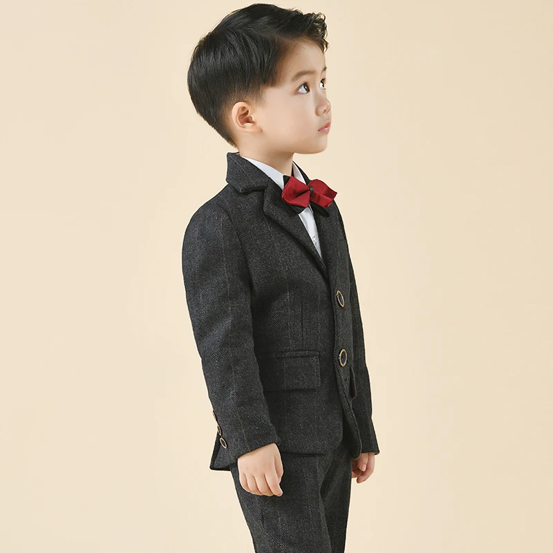 Spring Boys Suit Set Gentlemen Kids Formal Tuxedo Blazer Pants Shirt Children Wedding Party Dress Clothing Set