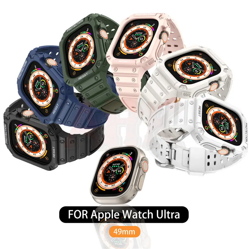 

Bracelet for Apple Watch Ultra Band 49mm with Bumper Case Soft TPU Integrated Strap Protective Cases iWatch Band Series Ultra