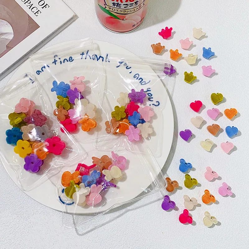 

10Pcs/Bag Cute Colorful Flower Heart Flocking Small Hair Claws For Girls Sweet Hair Decorate Hairpin Hair Clips Hair Accessories