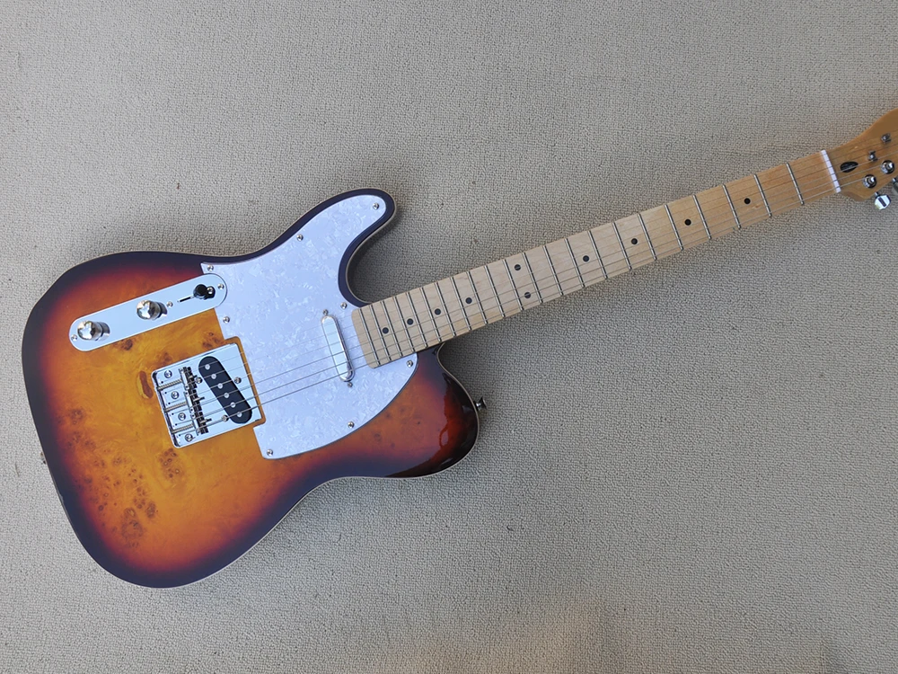 Электрическая гитара Sunburst с левой рукой 6 струн кленовым грифом 22 Лада по