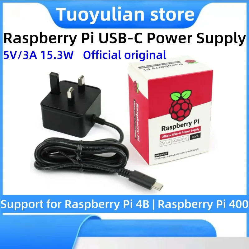Для Raspberry Pi 4-го поколения 4B официальный источник питания 5 В 3 А Type-C 15 Вт адаптер