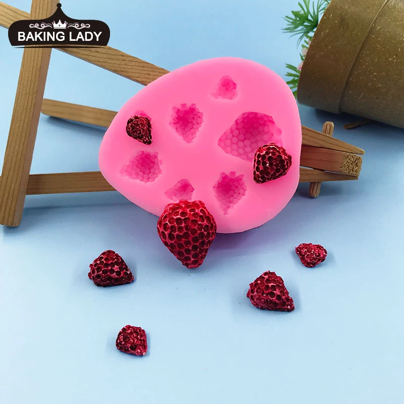 

New Holes Strawberry Fruit Silicone Mold Fondant Molds Sugar Craft Tools Chocolate Mould for Cakes