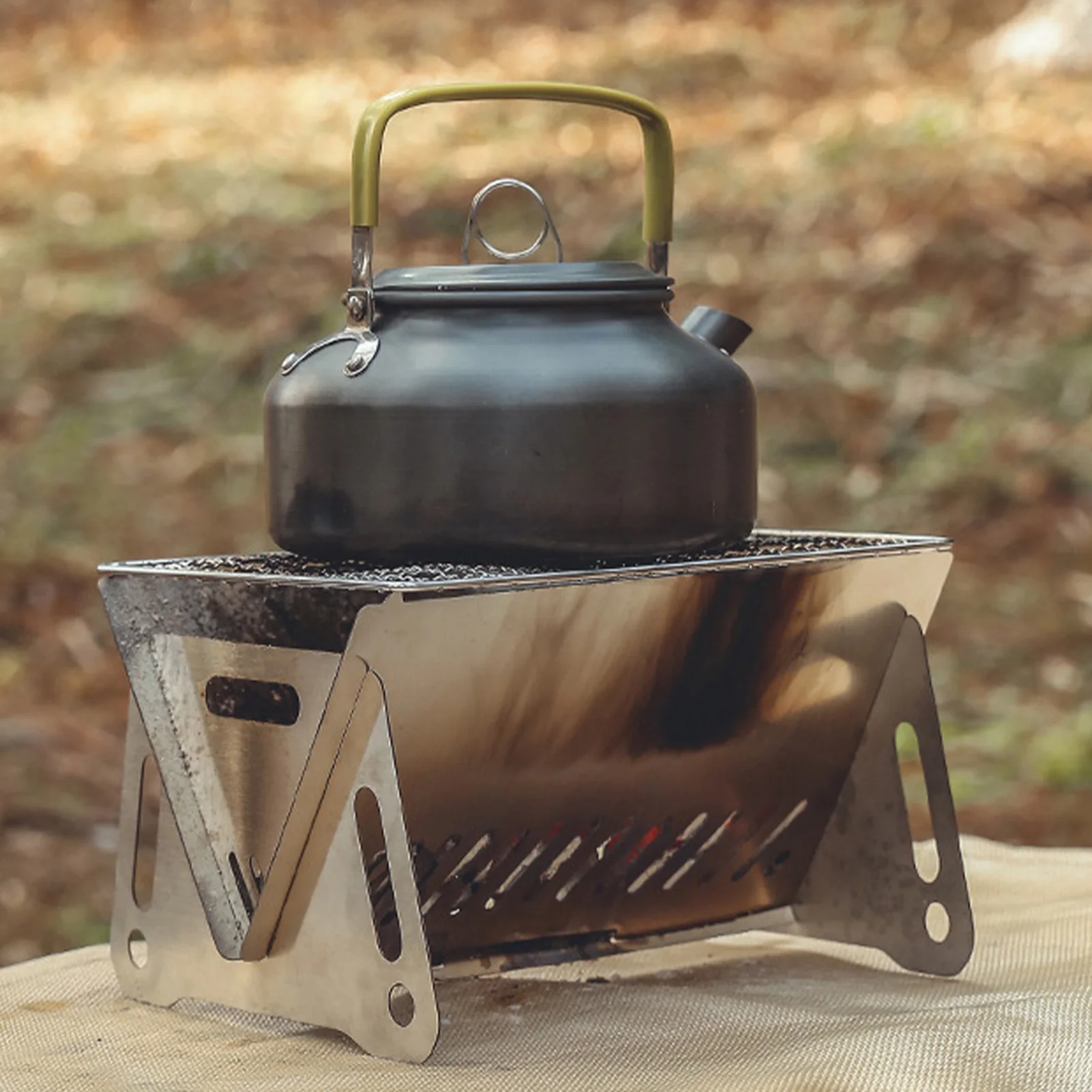 

Portable Camping Wood Stove Wood Burning Stove Stainless Steel Outdoor Folding Stoves For Backpacking Survival Cooking Picnic