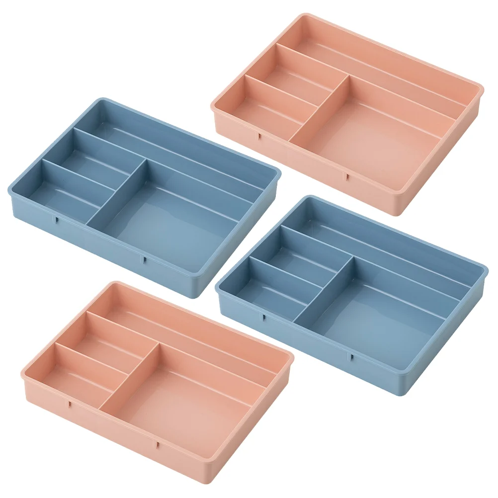 

Four Grid Storage Box Utensil Organizer Drawer Bathroom Makeup Tray Desk Containers