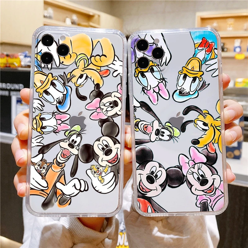 

Disney Mickey Princess Transparent Phone Case For Apple iPhone 14 13 12 11 Mini XS XR X Pro MAX 8 7 6 Plus SE 2020 Cover Capa