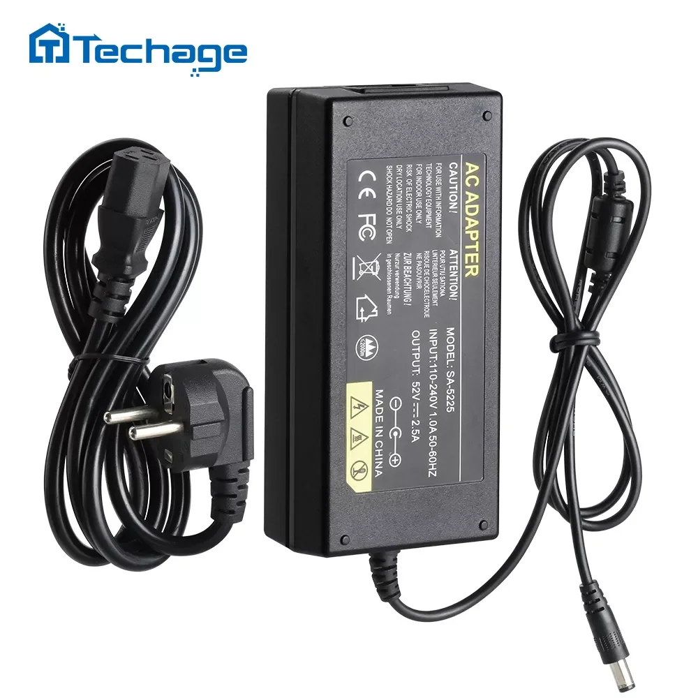 Techage 52V 2.5A DVR NVR Power Adapter AC 100-240V PoE Surveillance Recorder Supply Wall Charger EU/US/AU/UK Plug For CCTV |