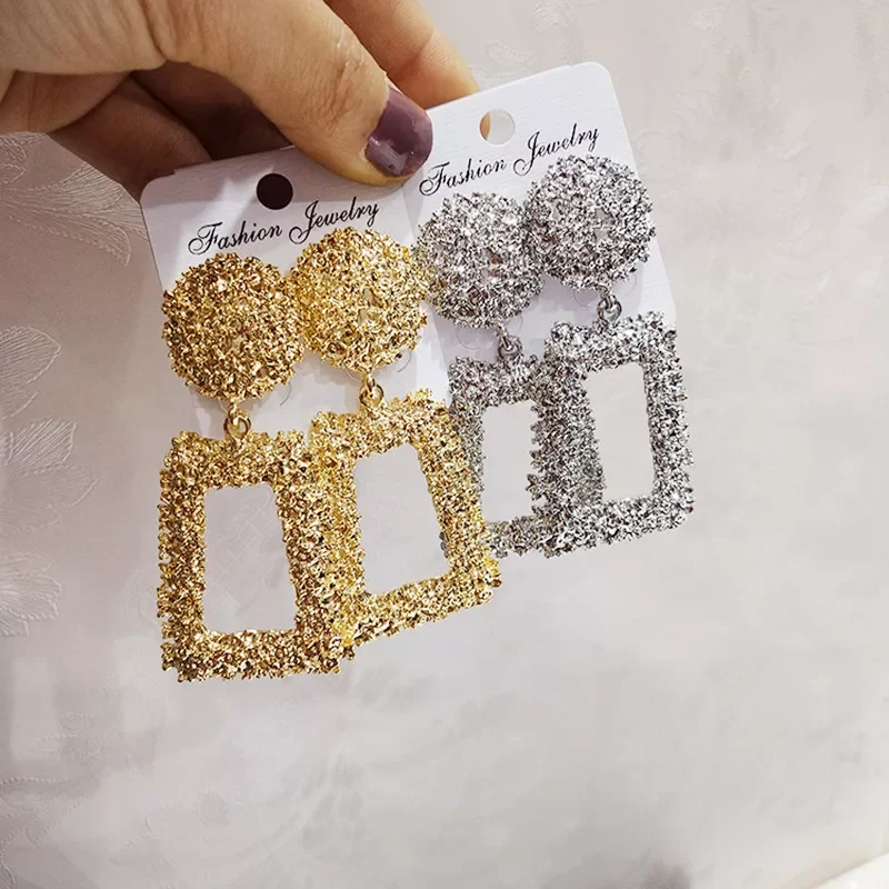 

Geometric Earrings for Women Statement Earring Jewelry Carved Metal Gold Color Earing Fashion Jewelry Trendy Gift
