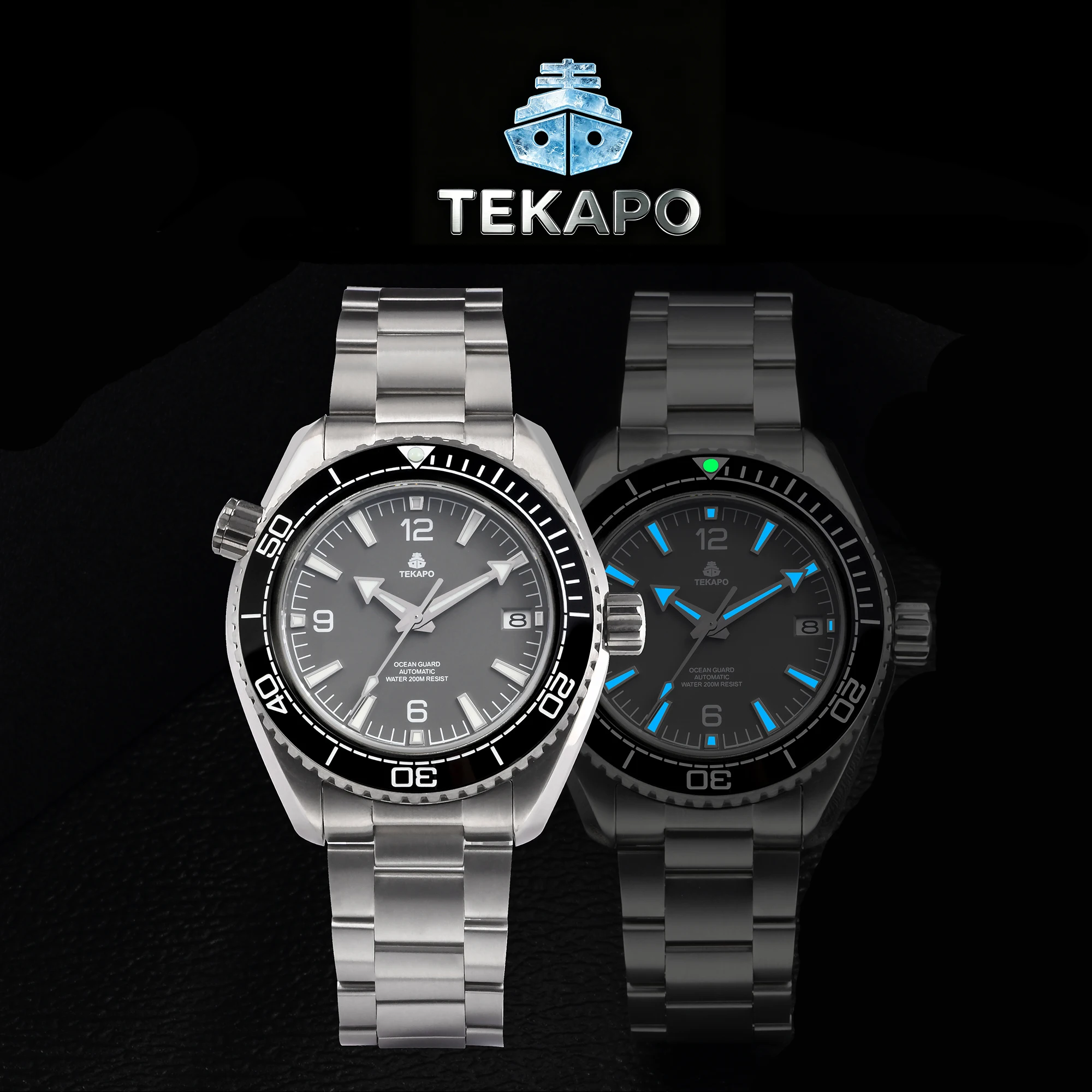 Фото Часы TEKAPO, титановые автоматические механические часы BGW-9, суперпрочные, с ледяным синим ночным светом, в комплекте с японским механизмом NH35, 39 мм. №1