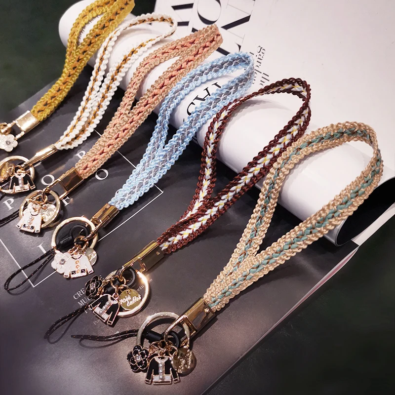 

Retro Phone Strap Pendant For Key ID Card USB Strap for Women Mobile Phone Straps Lanyard Finger Ring Strap for ihpone Accessori