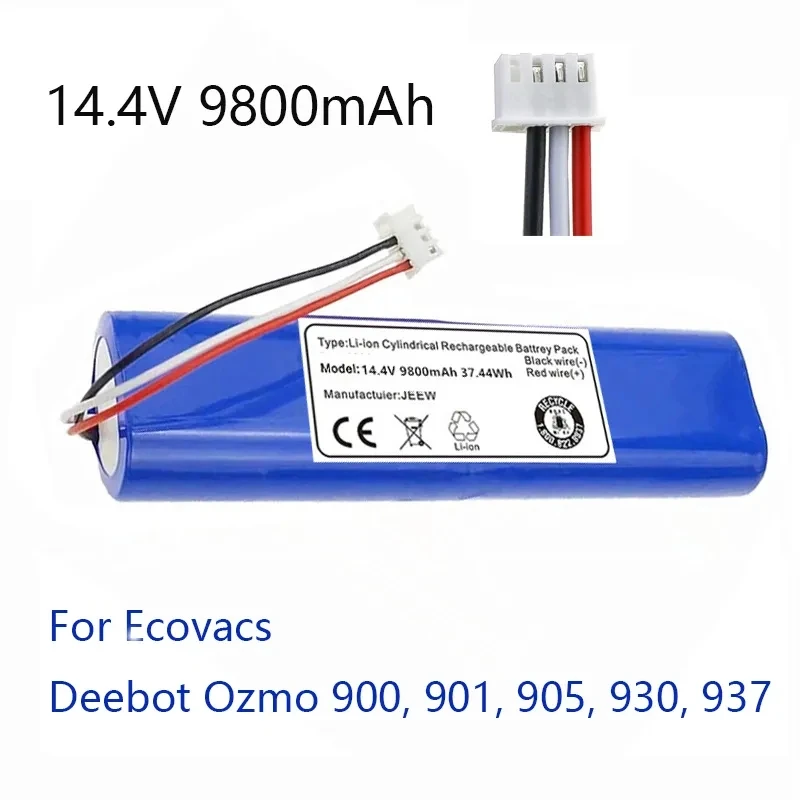 

100% New 14.4V 4800mAh/6800mAh/9800mAh Robot Vacuum Cleaner Battery Pack for Ecovacs Deebot Ozmo 900 901 905 930 937