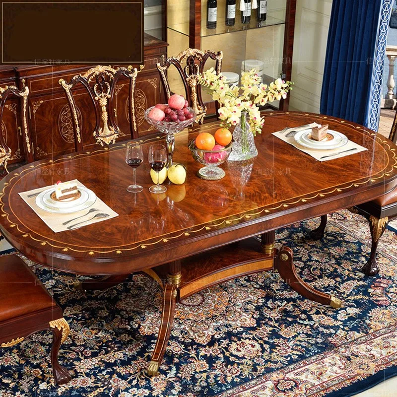 

Столы и стулья из массива дерева в европейском стиле, аристократический обеденный стол, обеденный стол, вилла, роскошная мебель на заказ