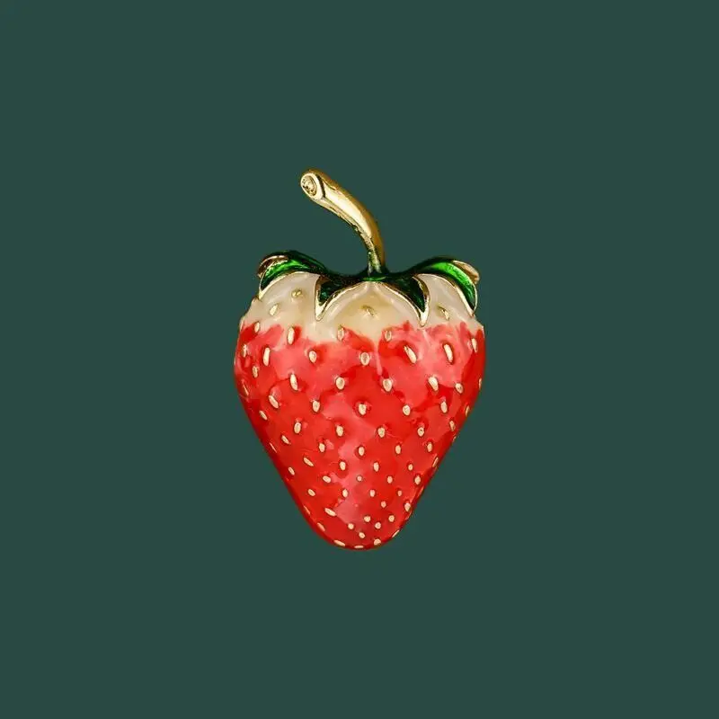 Retro Enamel Drip Oil Strawberry Pin Brooches for Women Temperament Sweet Fruit Corsage Lapel Pins Fashion Jewelry Accessories