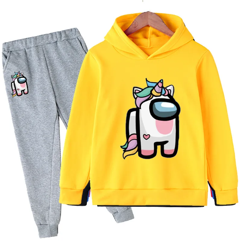 

New Fashion Unicorn Hoodies Sets Spring Autumn Cotton Long Sleeve Sweatshirts Trousers 2pcs/Outfits Costume Outfits 4-14 Years