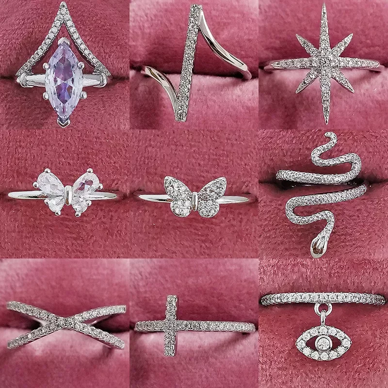 

New Snake Star Moon Trendy Fashion Engagement Ring Finger for Wedding Women Love Lady Party Gift R5502