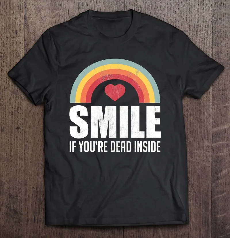 

Футболка мужская с надписью «Smile If You Is Dead Inside», черная комедийная Подарочная рубашка с принтом фаната, Топ оверсайз, женская футболка