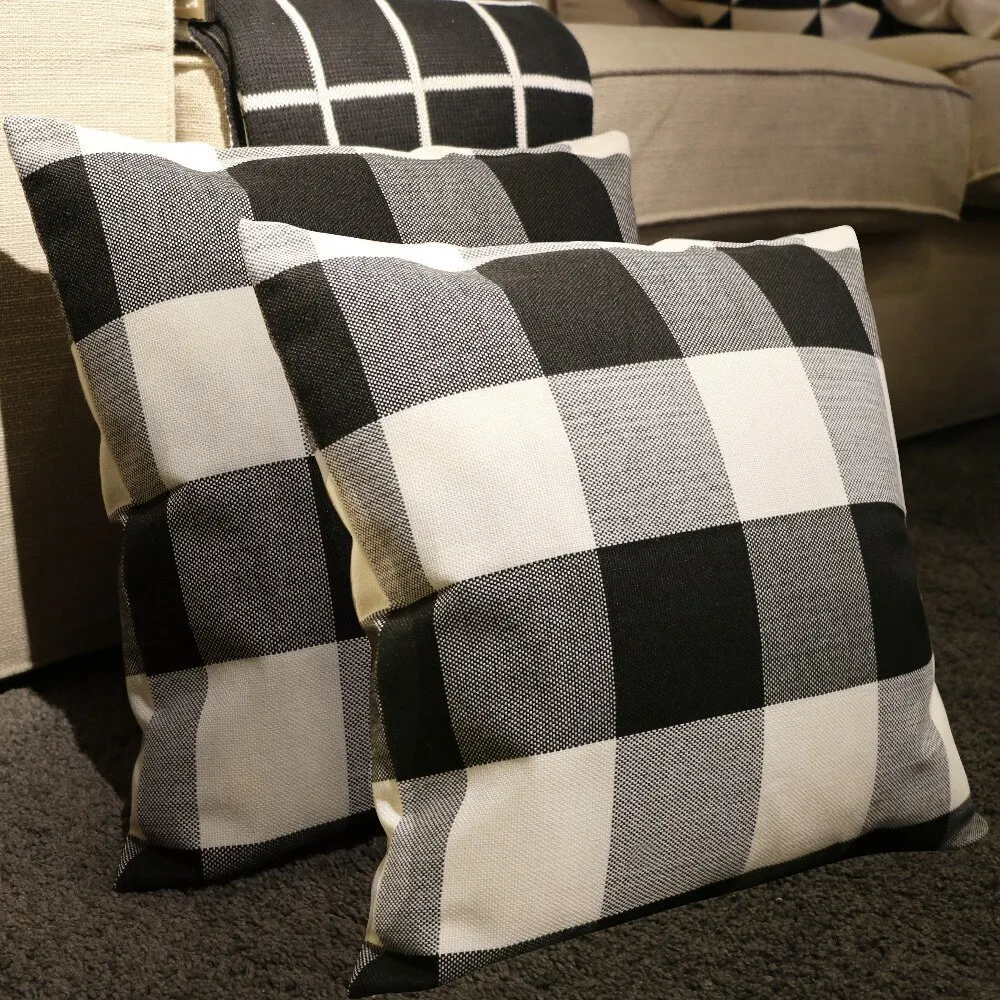 

Наволочка для подушки, черная наволочка для подушки в клетку, декоративные подушки в скандинавском стиле, украшение для дома, декоративные подушки для гостиной