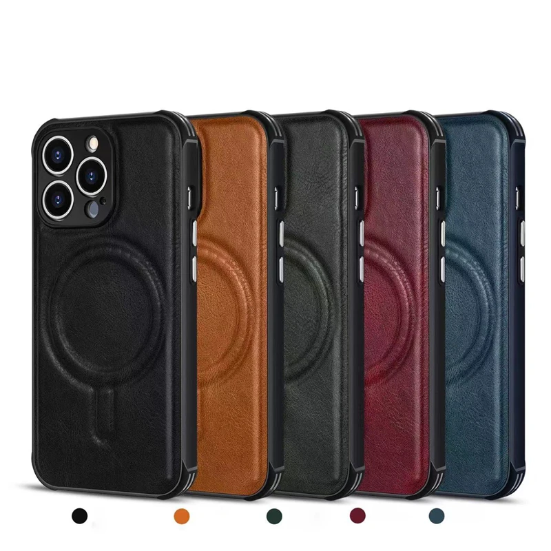 Роскошный Магнитный кожаный чехол Magsafe для iPhone 13 12 11 Pro Max iPhone13 Беспроводная