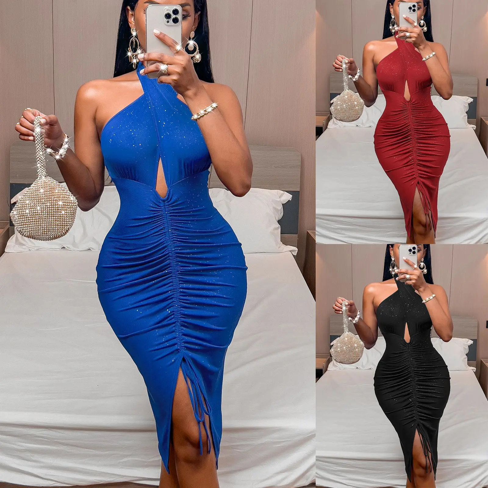 

Women's Sexy Bodycon Dress Nightclub Dress Party Dresses for Women Elegant Crisscross Sleeveless Midi Club Dresses