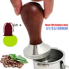 Темпер для кофе, с основанием из нержавеющей стали 304 и ручкой из массива дерева, калиброванный Темпер, 515358 мм