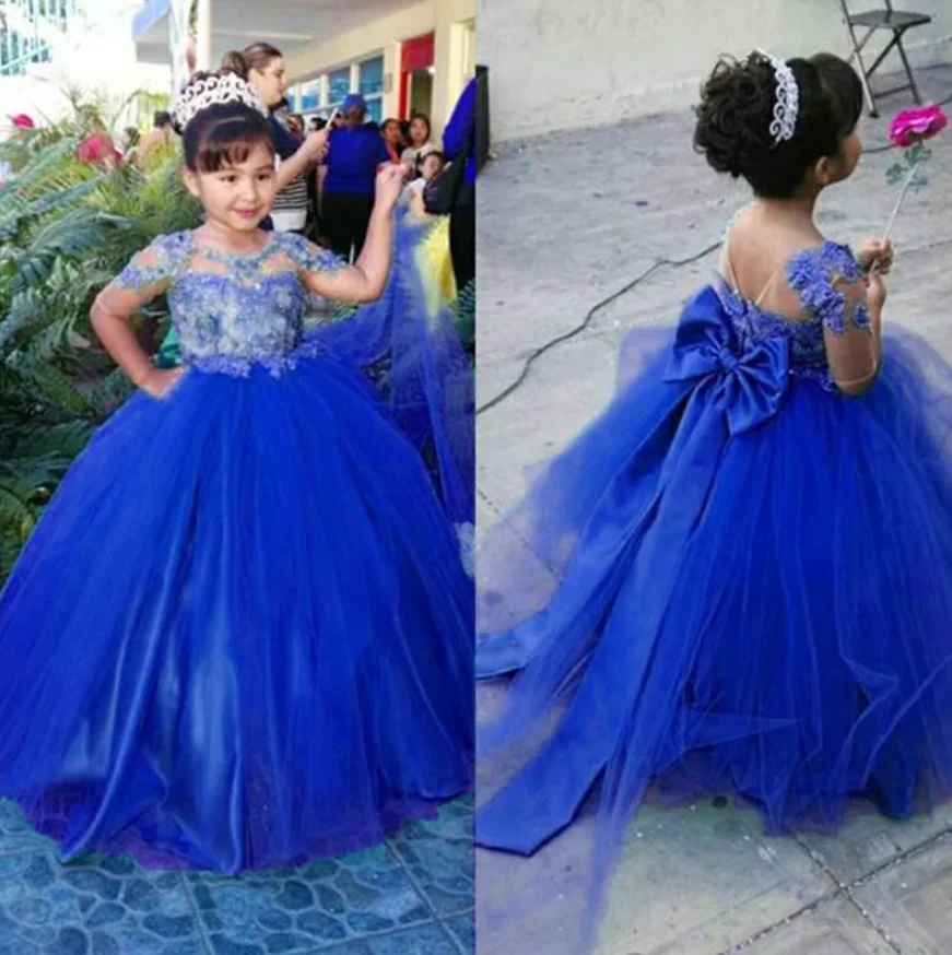 Платье для девочки с цветочным принтом Свадебное бальное платье аппликацией и